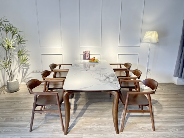 Bộ bàn ăn Mặt đá Óc Chó 6 ghế   OC6S18W