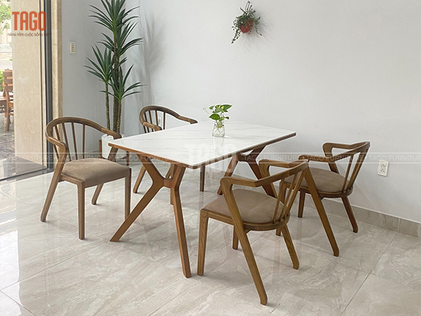 Bộ bàn ăn Crown - 1M35 k43 antid ( rêu tây ánh nâu vàng )