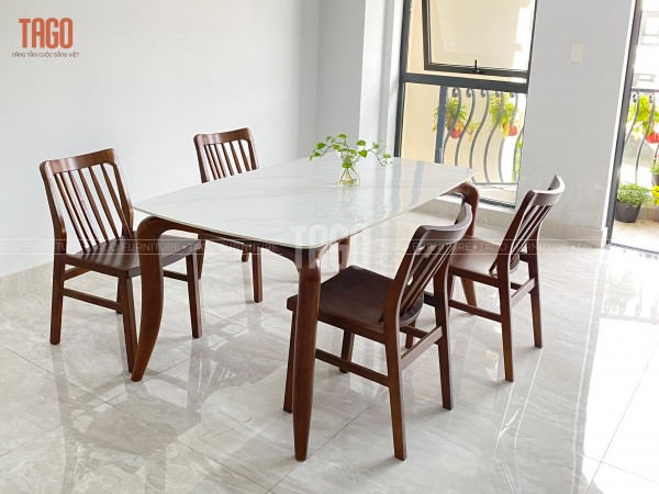 Bộ bàn ăn đá Xuân Hè - RD4GB14 walnut