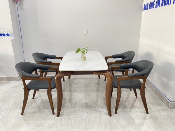 Bàn ăn mặt đá Rudy 6 walnut