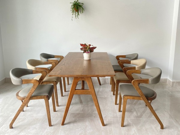 Bộ Bàn Ăn Uri k43 antic ( rêu tây ánh nâu vàng )