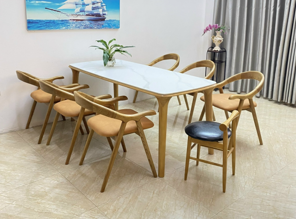 Bộ bàn đá Rose stone 6 ghế kèm ghế Jolie- RJ6C1J