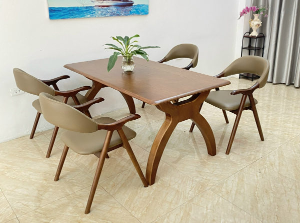 Bộ bàn ăn LIFUMI- Bàn ROMAN 4 ghế -RL4C