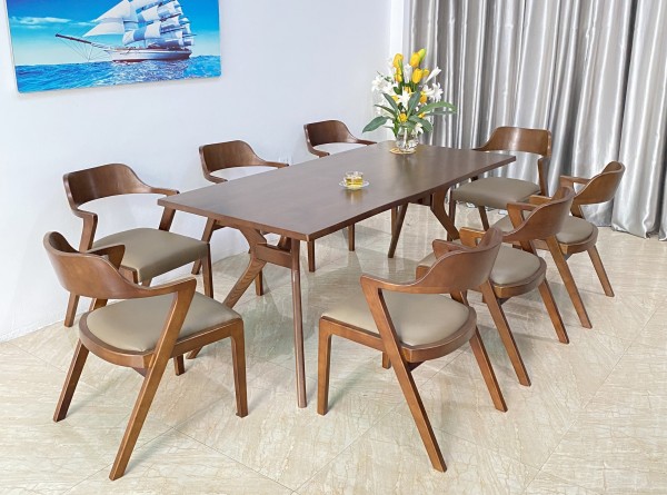 Bàn ăn Saint 8 ghế- LS8C18W