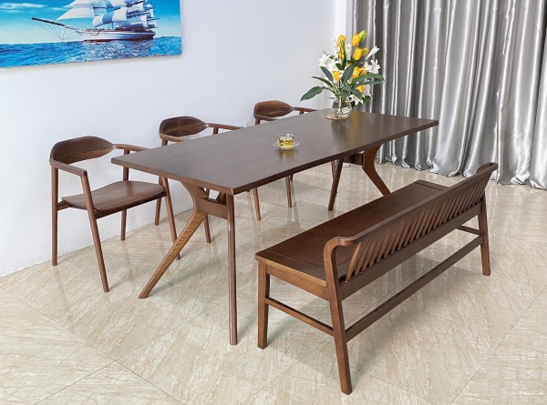 Bàn ăn Óc chó 3 ghế OC3BL18W