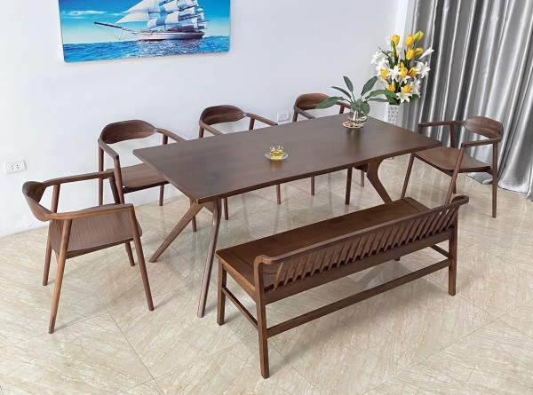 Bàn ăn Óc chó 5 ghế OC5BL18W