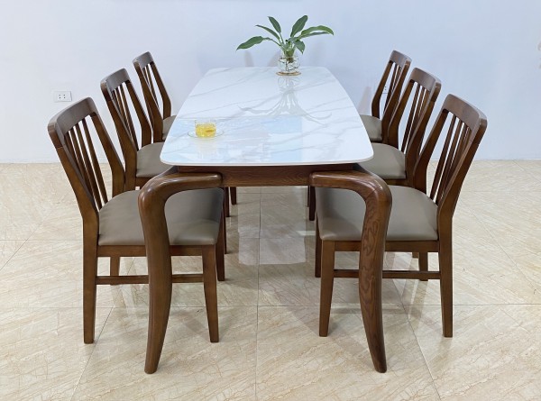 Bộ bàn ăn Mặt đá Mùa Thu 6 ghế   A6S18W