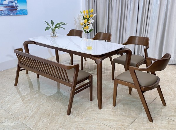 Bộ bàn ăn Mặt đá Saint 4 ghế   S4BS18W