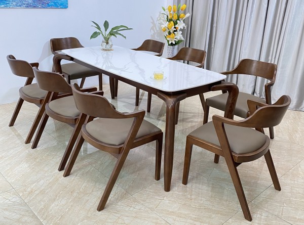 Bộ bàn ăn Mặt đá Saint 8 ghế   S8S18W