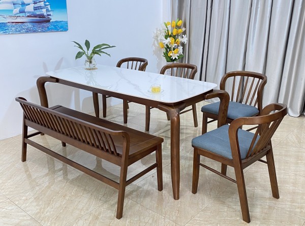 Bộ bàn ăn Mặt đá Candy 4 ghế   C4BS18W