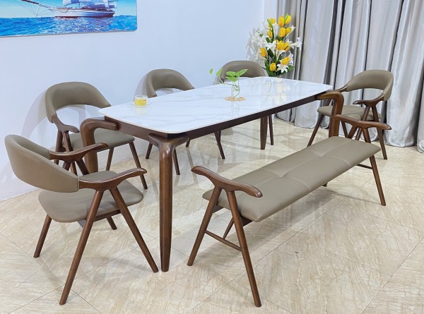 Bộ bàn ăn Mặt đá Lifumi 5 ghế   LFM5BS18W