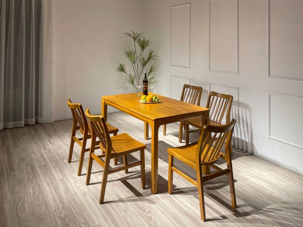 bộ bàn ăn xuân hè  1m35 5 ghế lavender